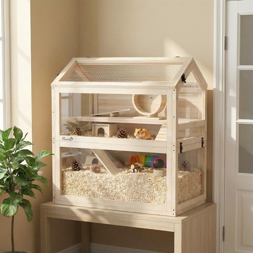 Pawhut hamsterkäfig aus holz - hamsterkäfig,